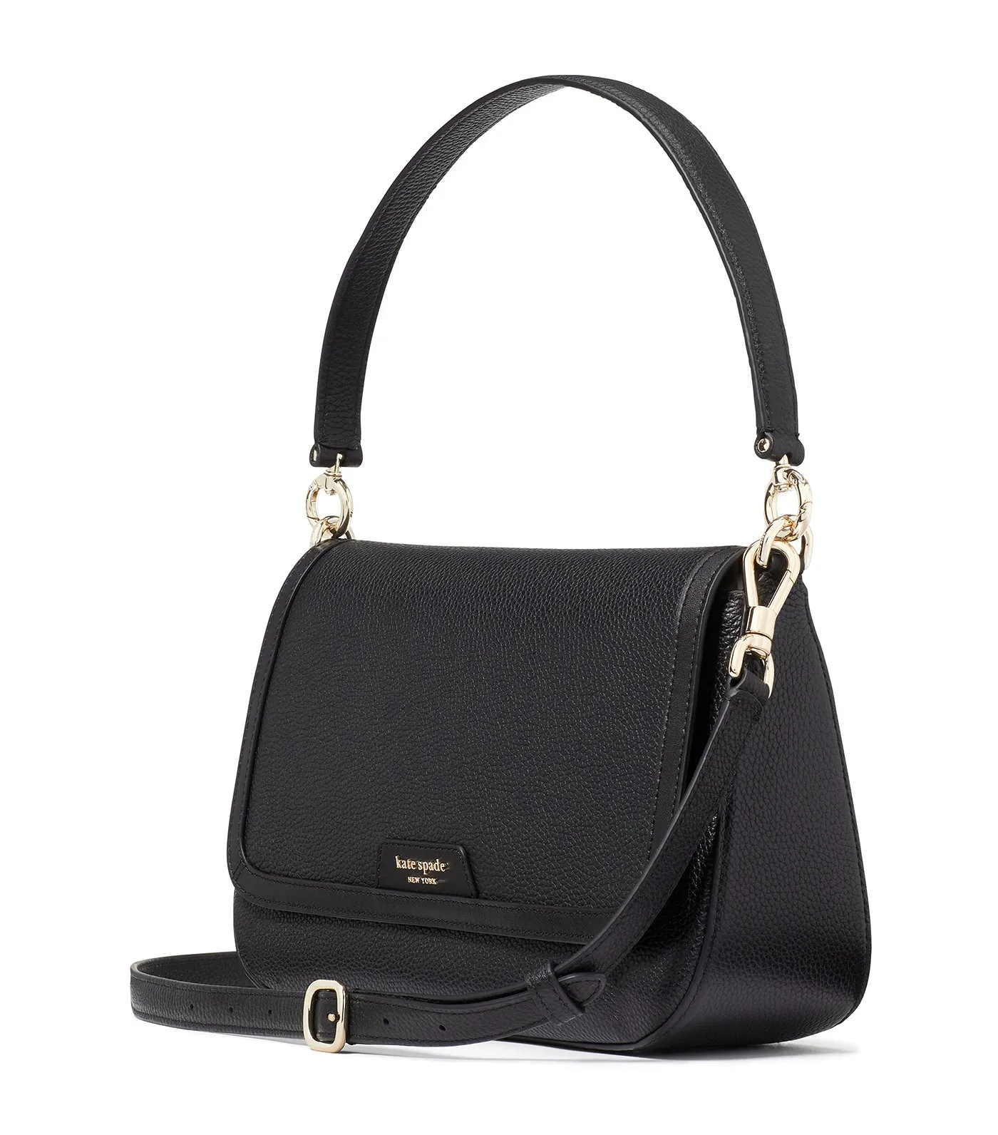 Hudson Flap Shoulder Bag Black