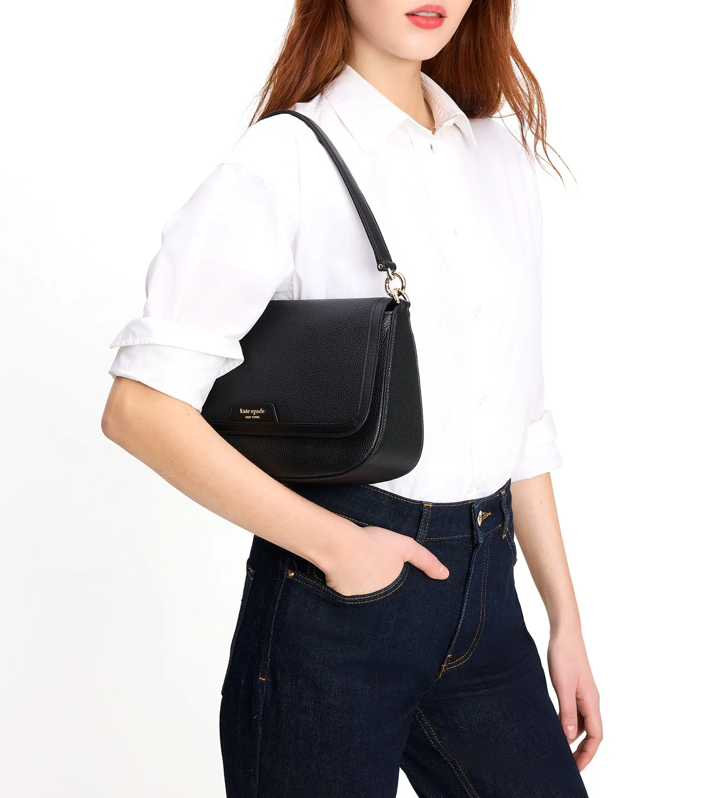 Hudson Flap Shoulder Bag Black