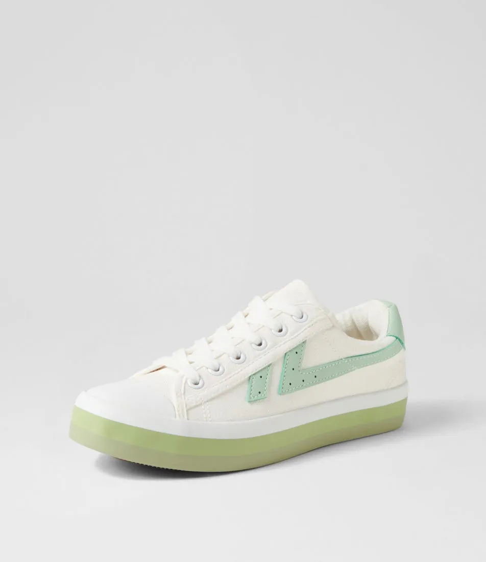 I LOVE BILLY Eoxie White Green Canvas Sneakers