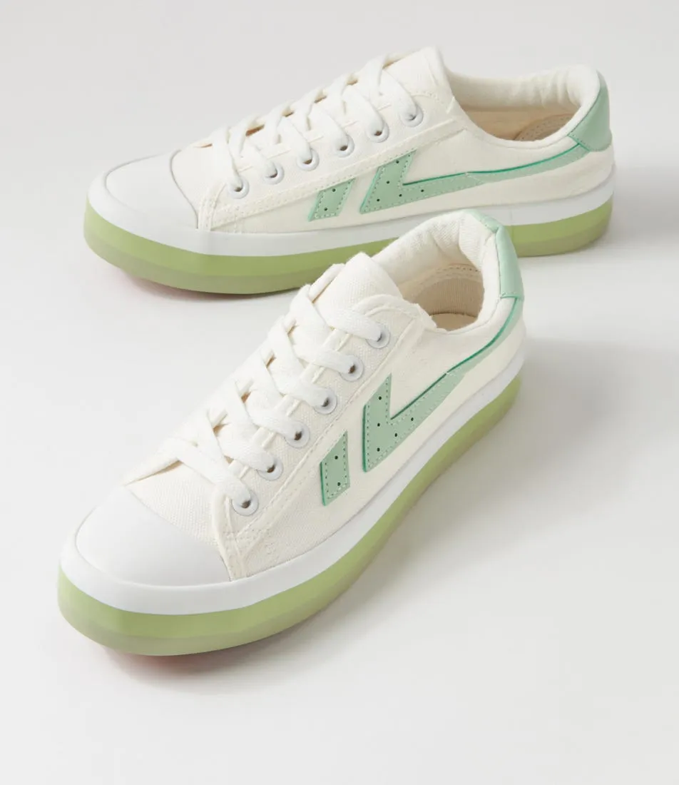 I LOVE BILLY Eoxie White Green Canvas Sneakers