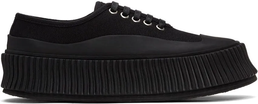 Jil Sander Black Canvas Platform Sneakers