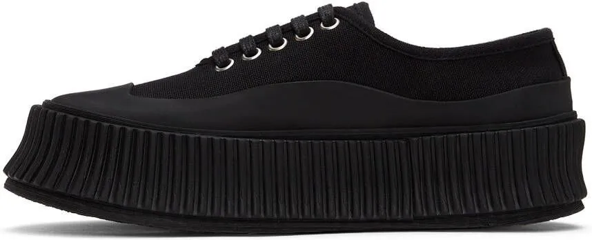 Jil Sander Black Canvas Platform Sneakers