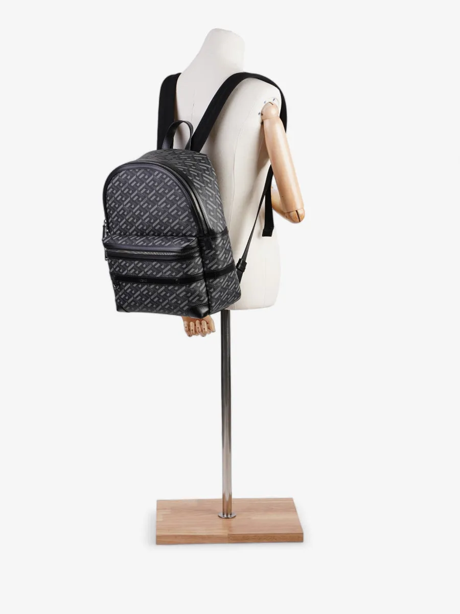 La Greca Signature Backpack Grey Coated Canvas