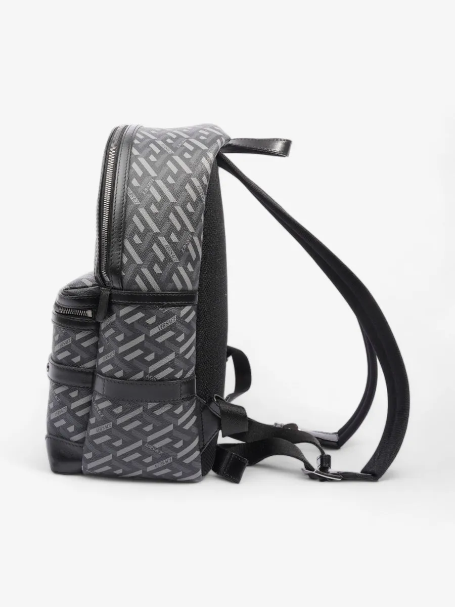 La Greca Signature Backpack Grey Coated Canvas