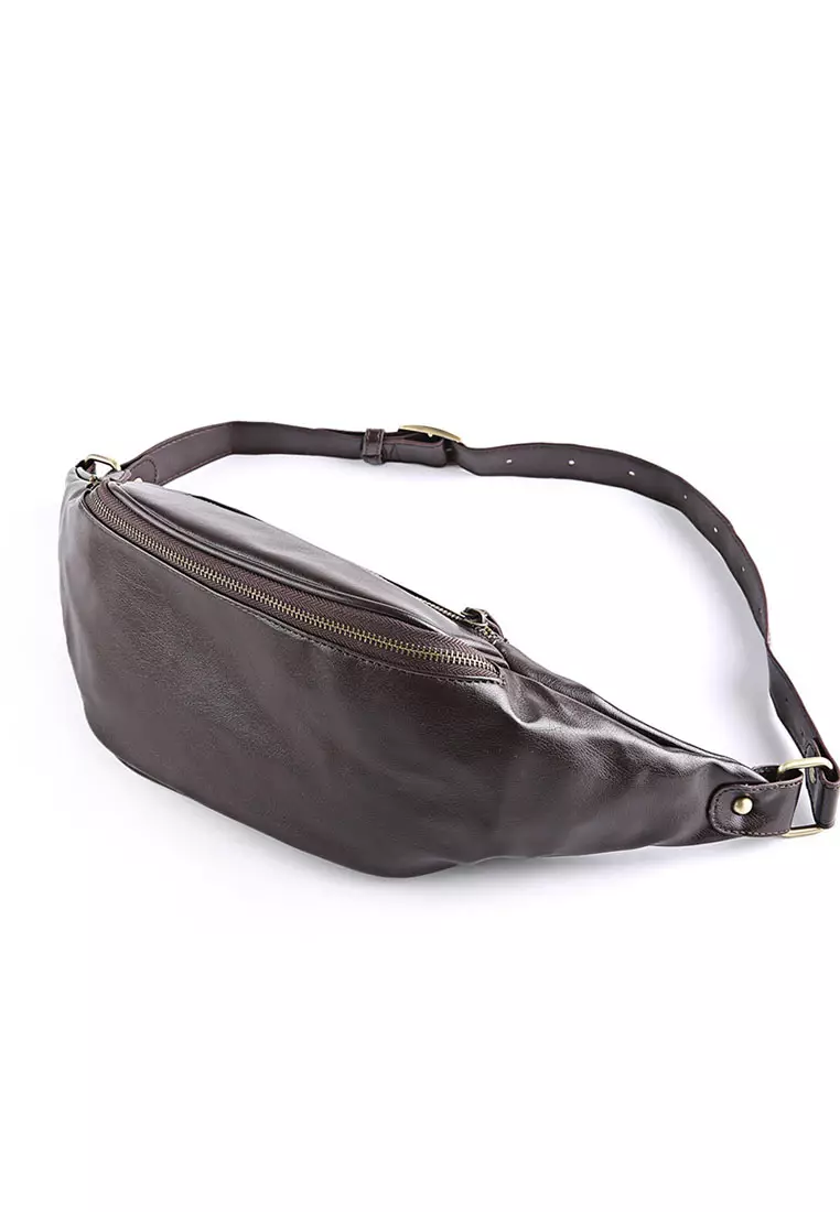 Lara Men's Latest Leather Waist Bag Chest Bag - Brown