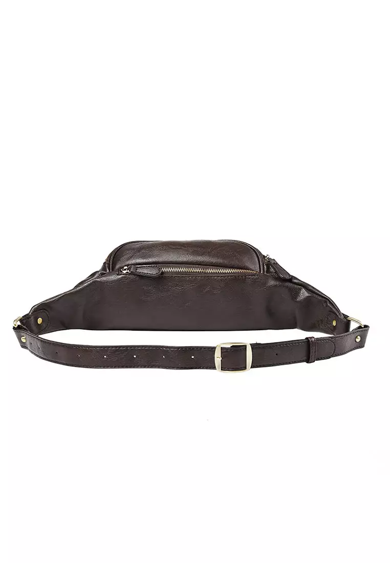 Lara Men's Latest Leather Waist Bag Chest Bag - Brown