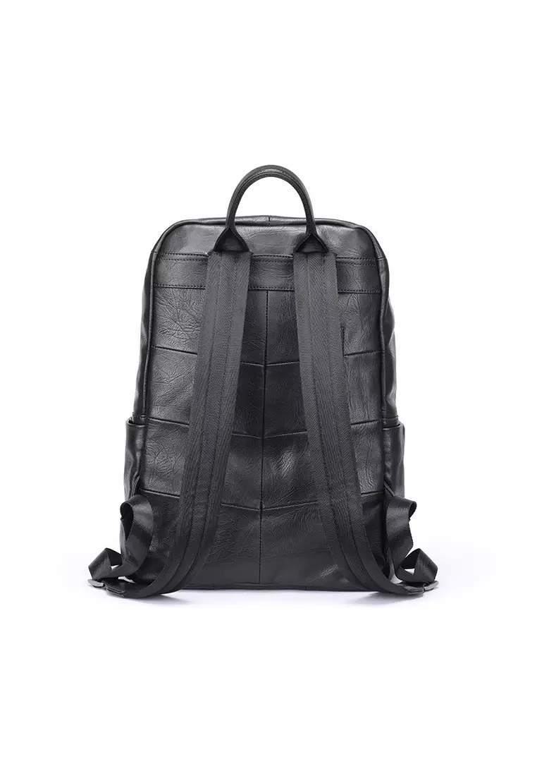 Lara Men's Retro Plain Cow Leather Business Backpack