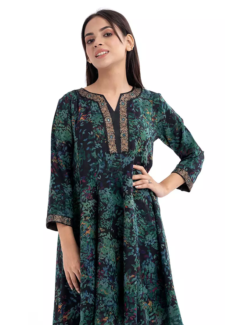 Le Reve Le Reve Bottle Printed Flared Tunic