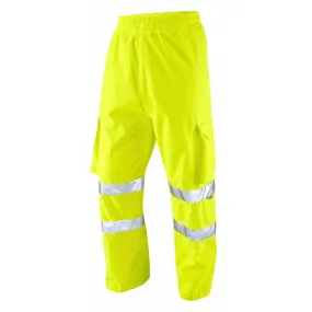 Leo Workwear EcoViz L02 Instow Hi-Vis Breathable Yellow Overtrousers