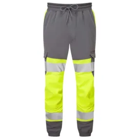 Leo Workwear JT01 Hawkridge EcoViz 4X Stretch Hi-Vis Yellow/Grey Joggers