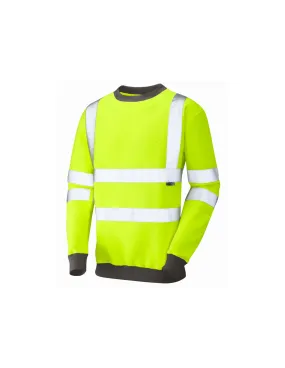 Leo Workwear - SS05 Winkleigh Class 3 Crew Neck Sweatshirt - Yellow - 2020ppe Size S