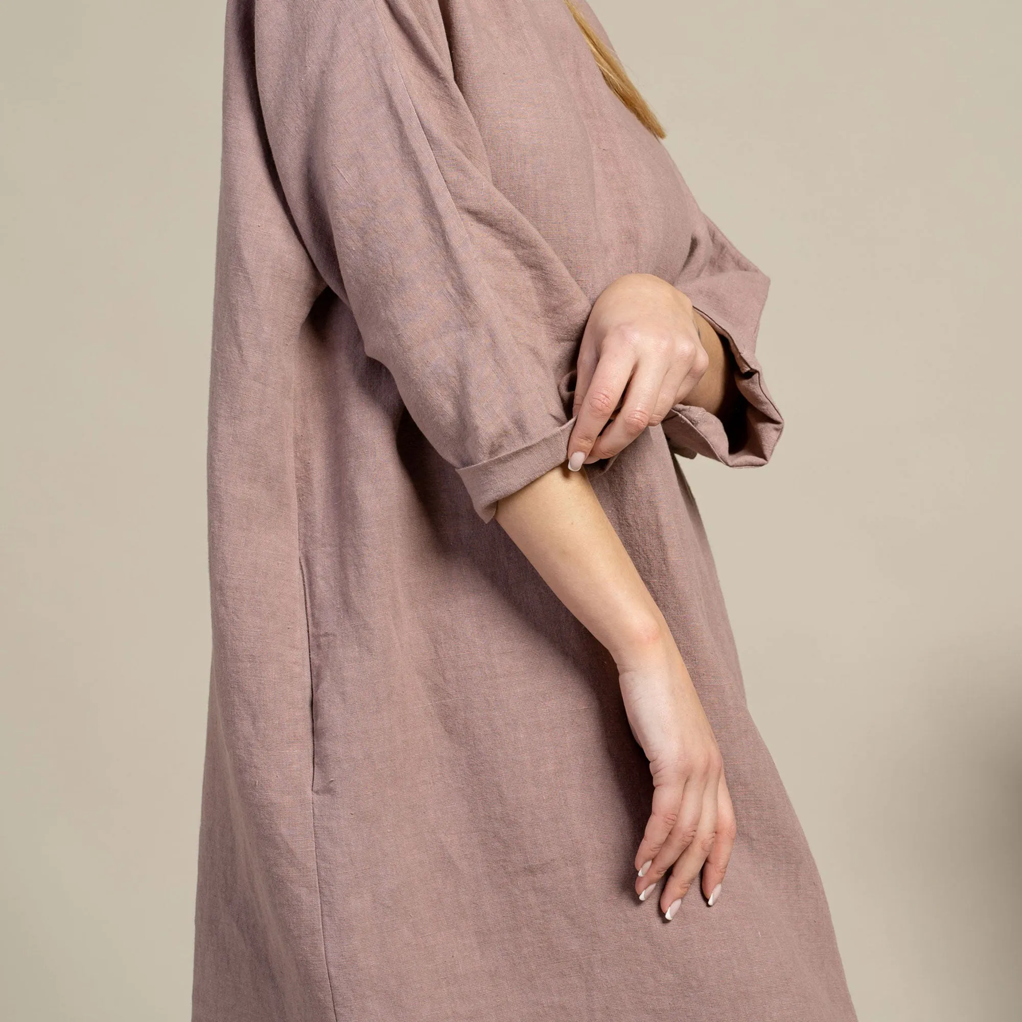 Linen Tunic Dress Selena Faded Rose