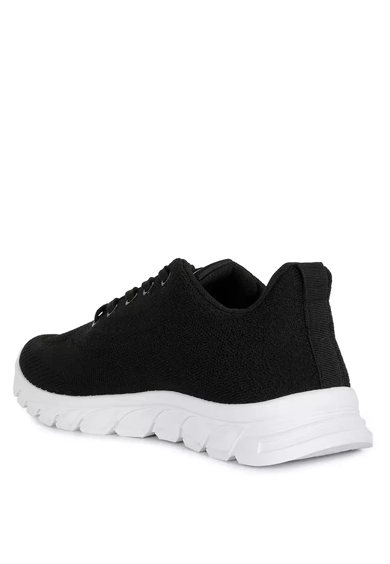 London Rag Black Lace Up Knit Sneakers