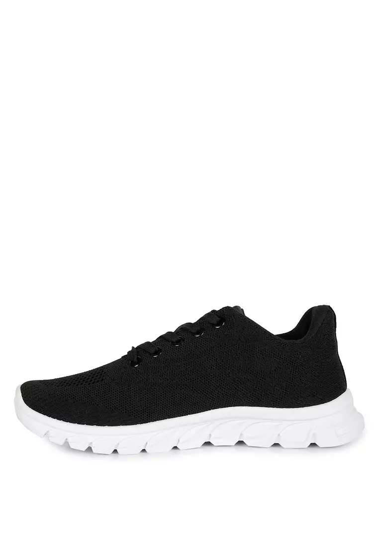 London Rag Black Lace Up Knit Sneakers