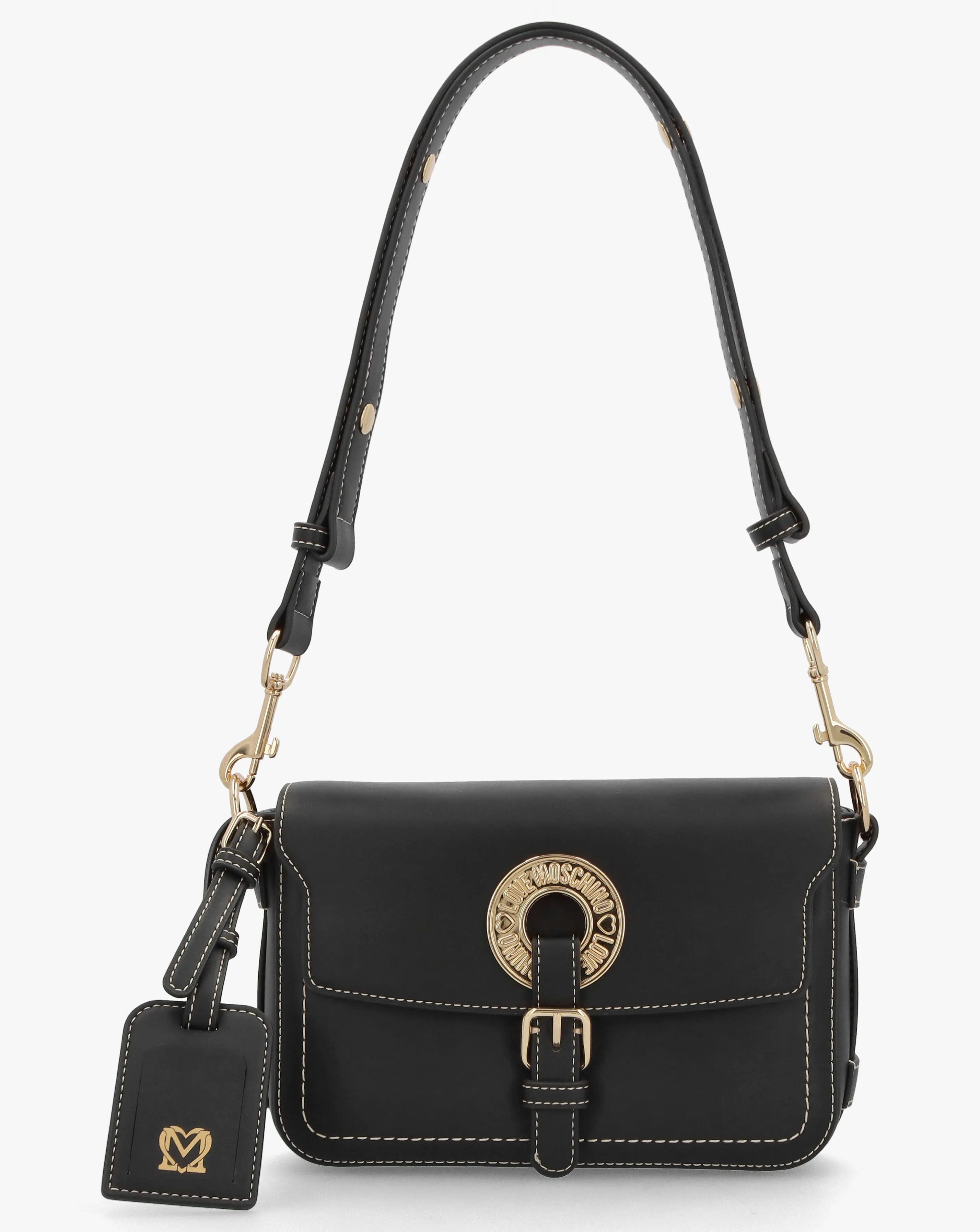 Love Moschino Logo Eyelet Black Shoulder Bag