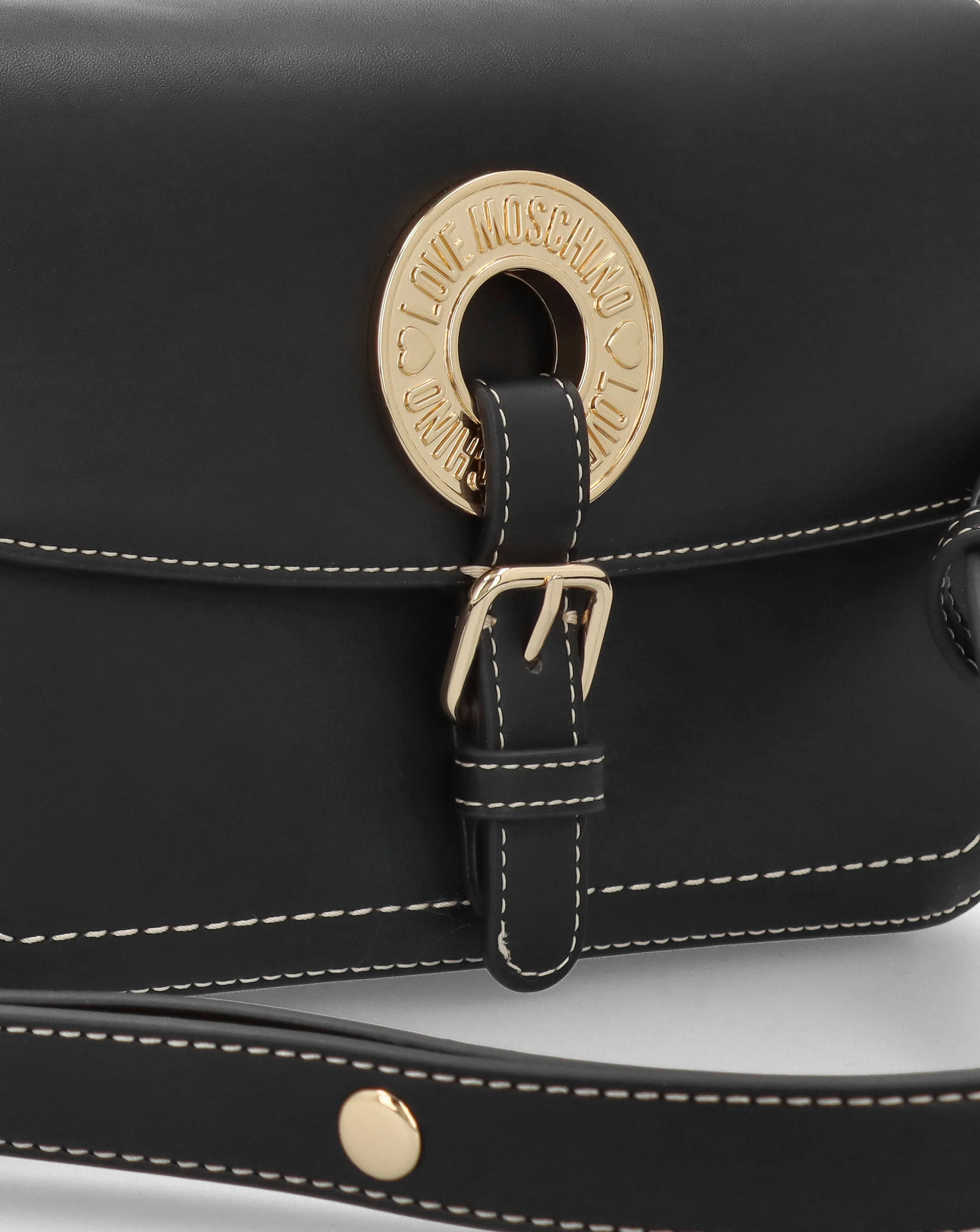 Love Moschino Logo Eyelet Black Shoulder Bag