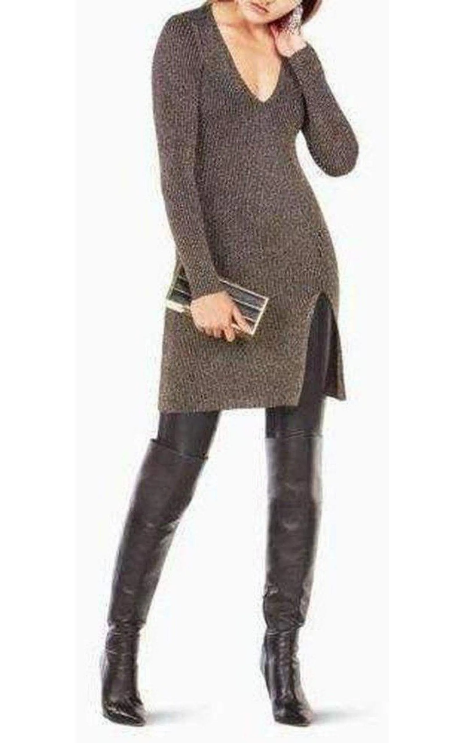 Macki Metallic V-Neck Tunic Dress