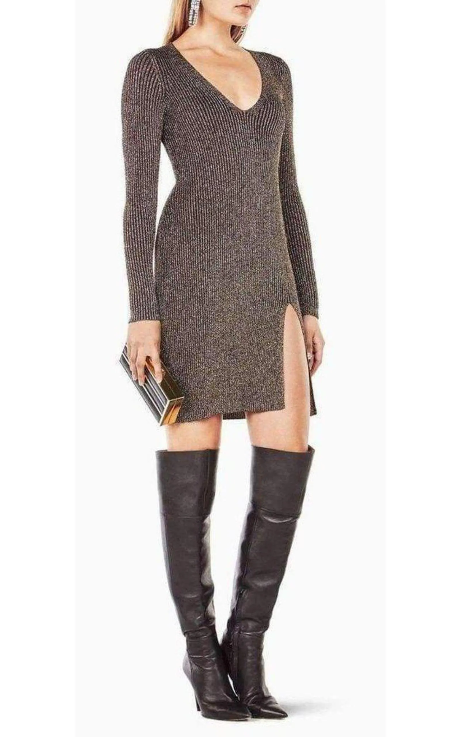 Macki Metallic V-Neck Tunic Dress