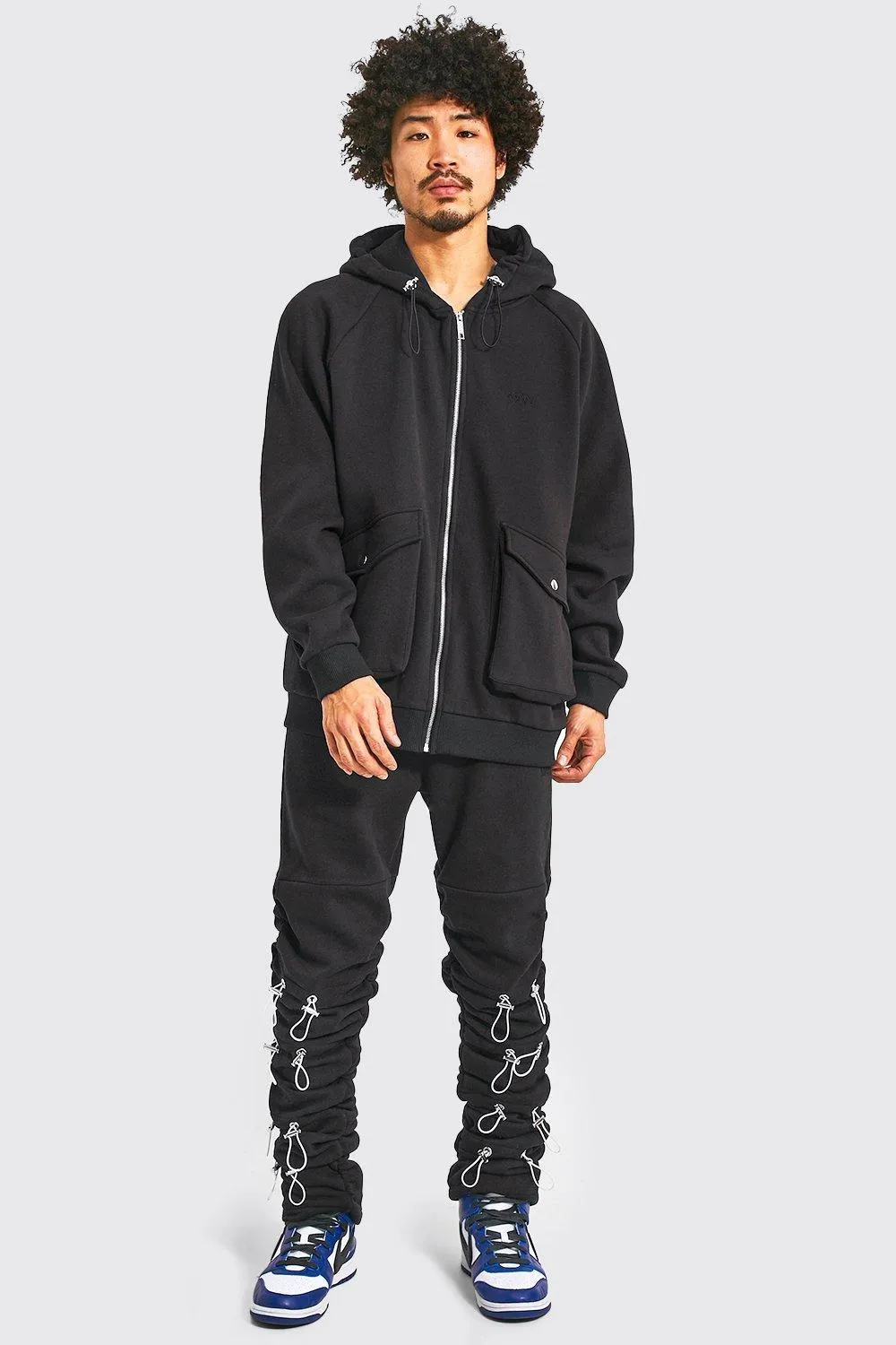 Man Toggle Zip Through Hooded Tracksuit | boohooMAN UK