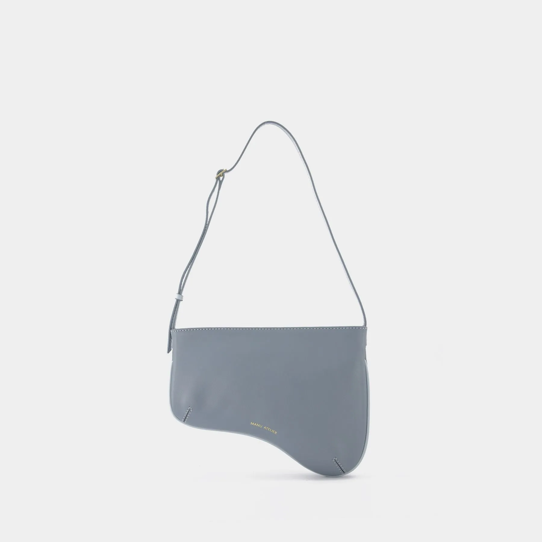 Manu Atelier  Curve Bag in Blue Leather