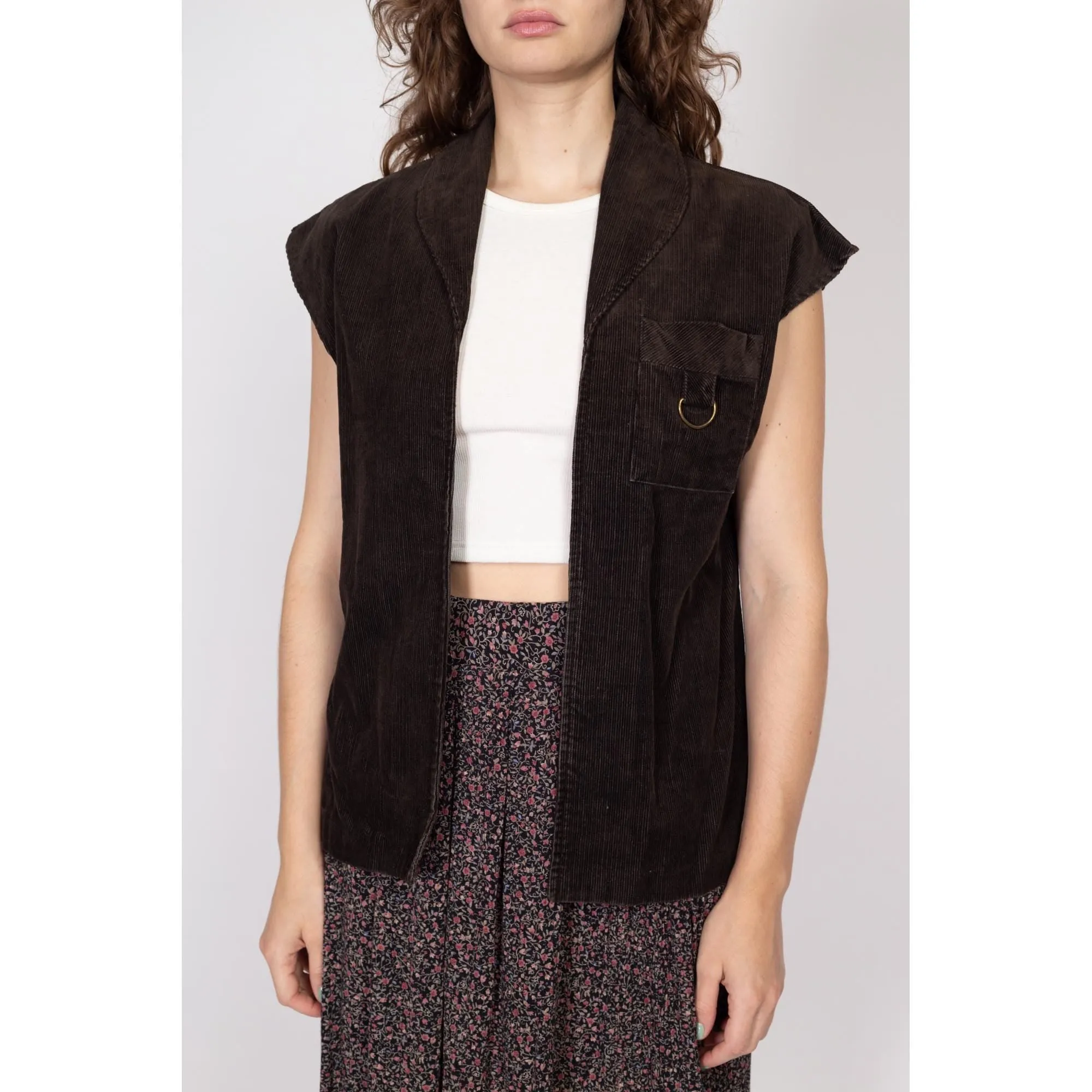 Medium 80s Dark Brown Corduroy Vest