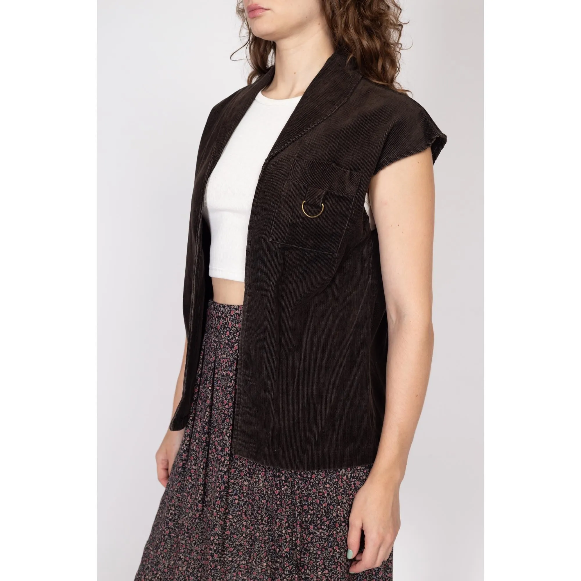 Medium 80s Dark Brown Corduroy Vest