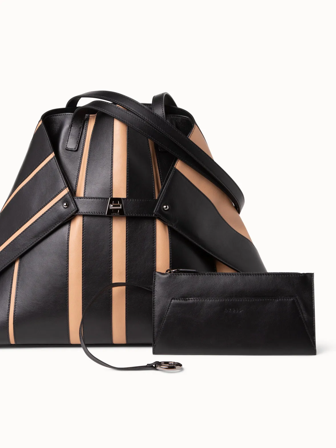 Medium Ai Shoulder Bag in Leather Stripes