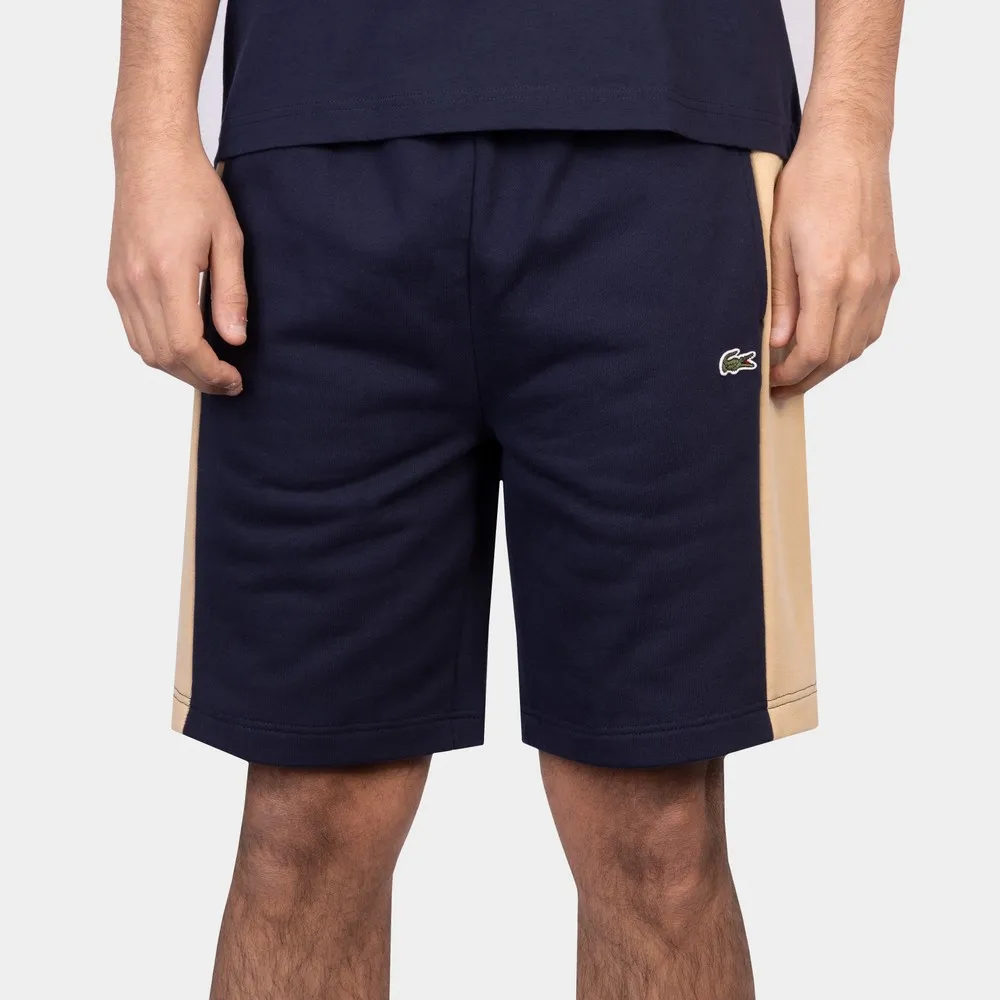 Mens Blue Colour Block Fleece Shorts