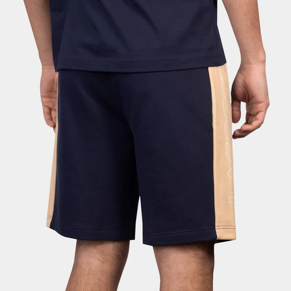 Mens Blue Colour Block Fleece Shorts