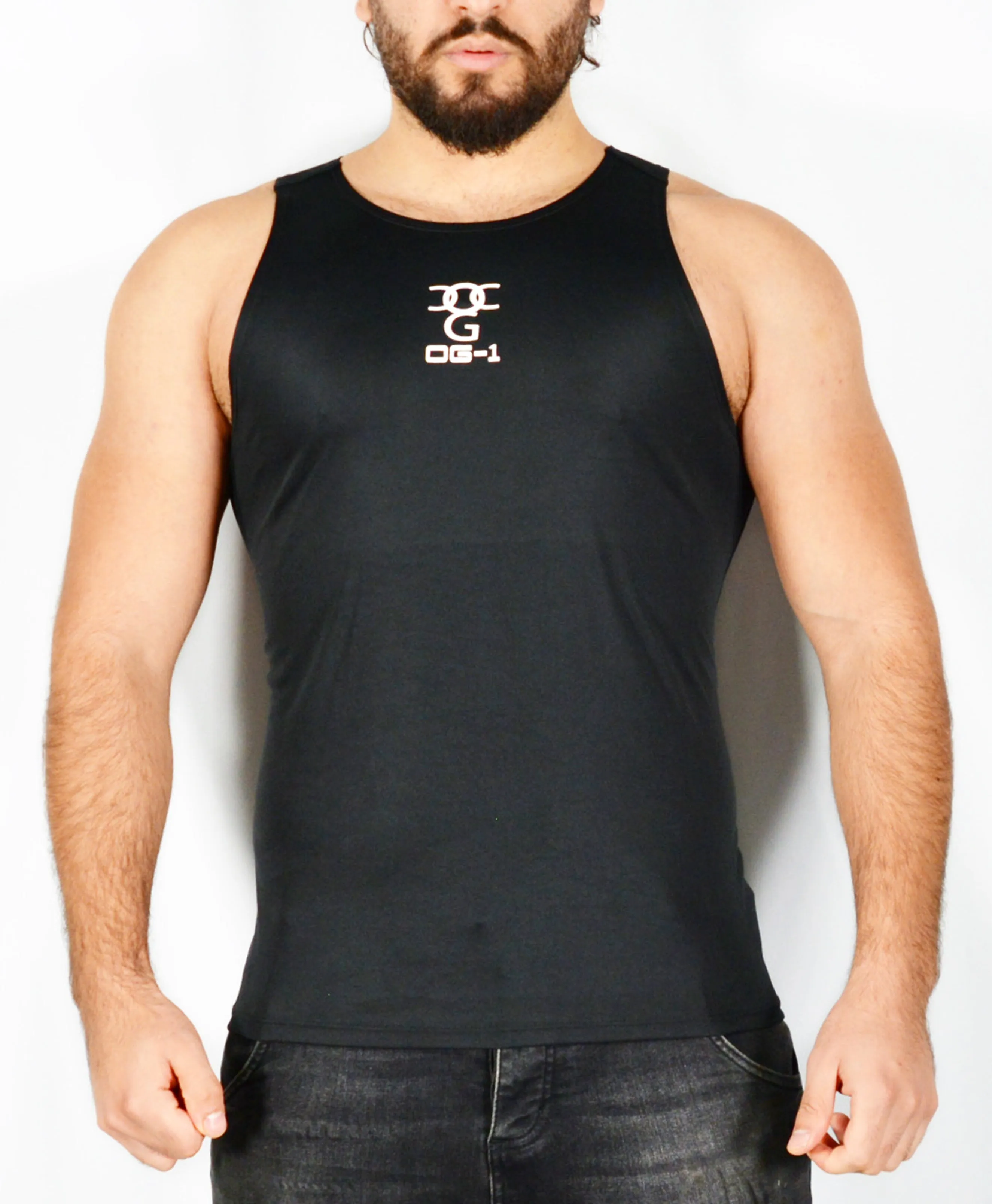 Mens O.G 1 Sports Black Fit Tank Vest Top