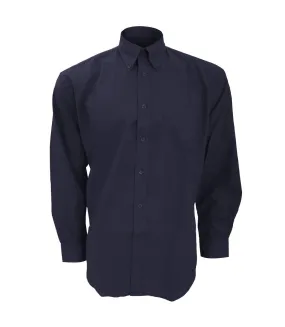 Mens workwear oxford long sleeve shirt french navy Kustom Kit