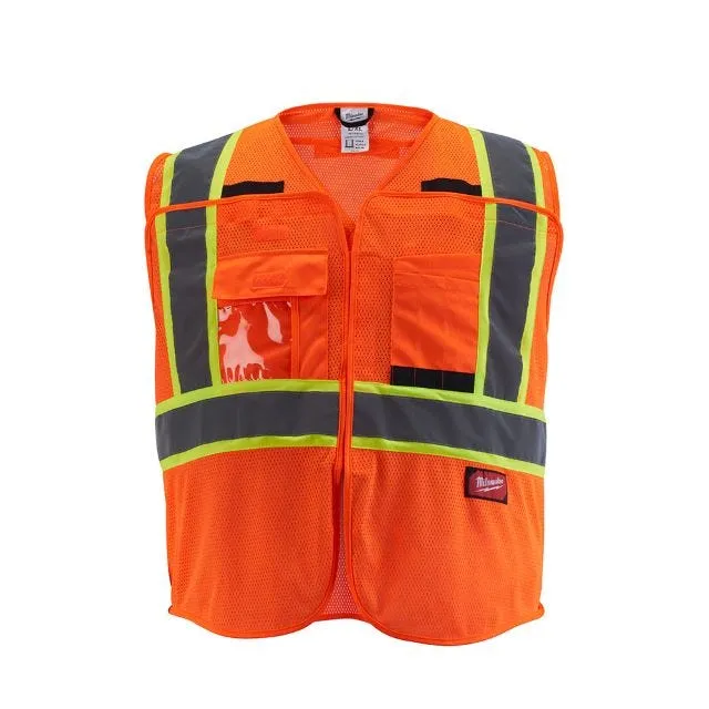 Milwaukee Tools ANSI Breakaway Class 2 Mesh 9 Pocket Safety Vest Hi-Vis Orange 48-73-517O