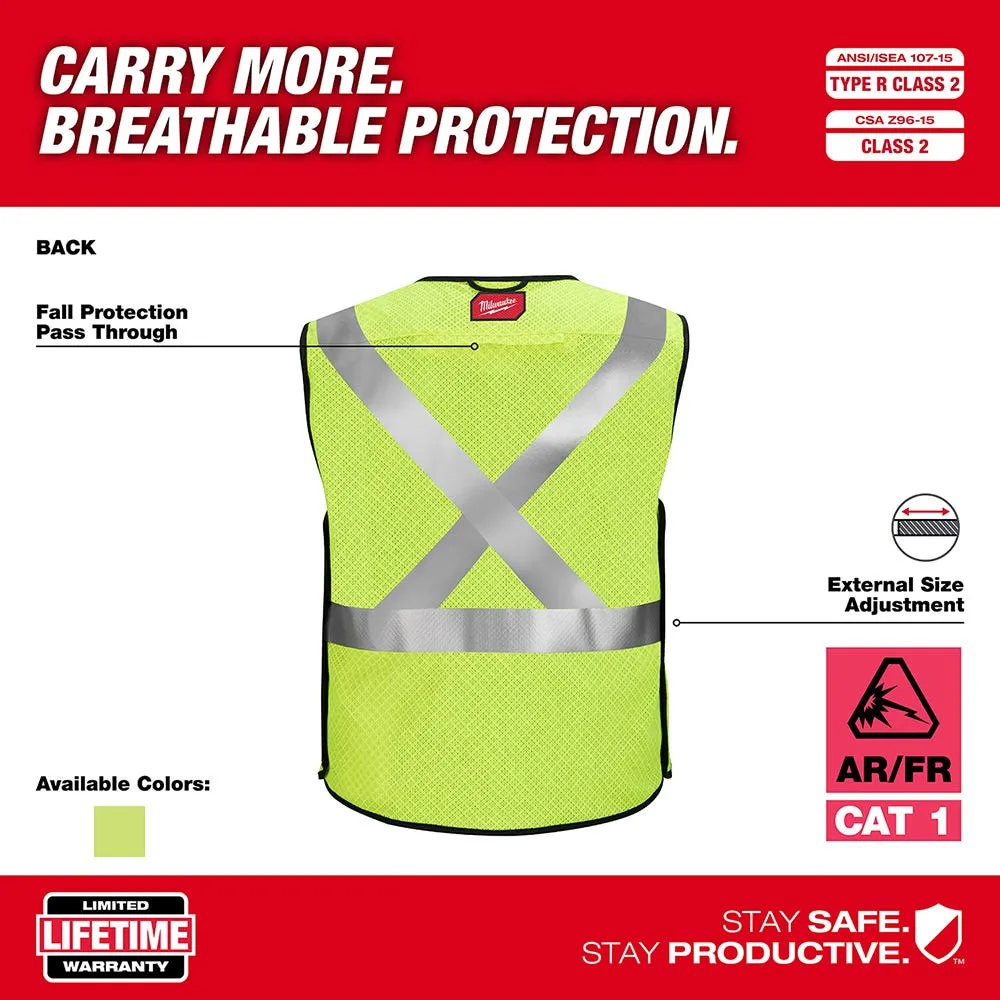 Milwaukee Tools AR/FR Cat. 1 Class 2 Breakaway Mesh Safety Vest High Vis 48-73-521