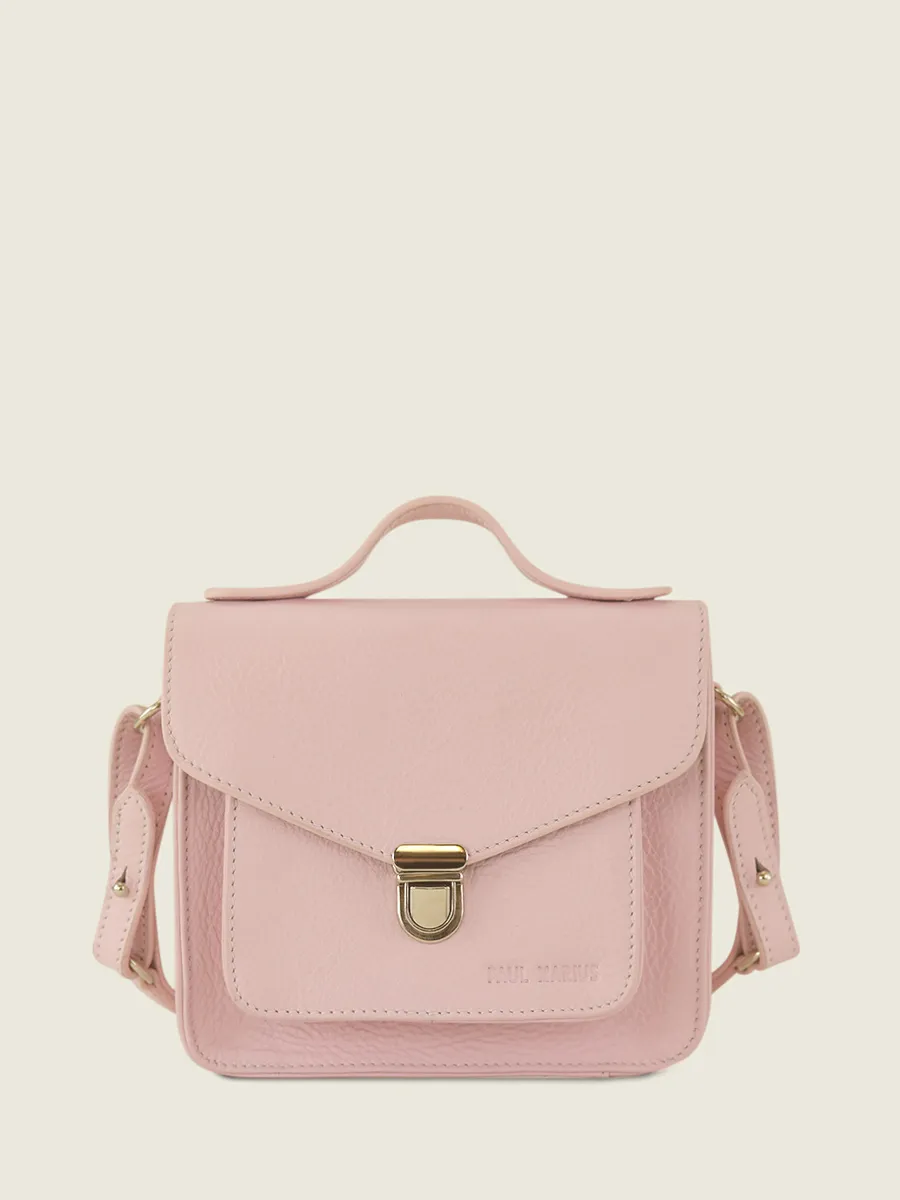 Mini Pink Leather Cross-Body Bag for Women - Mademoiselle George XS Pastel Pink | PAUL MARIUS