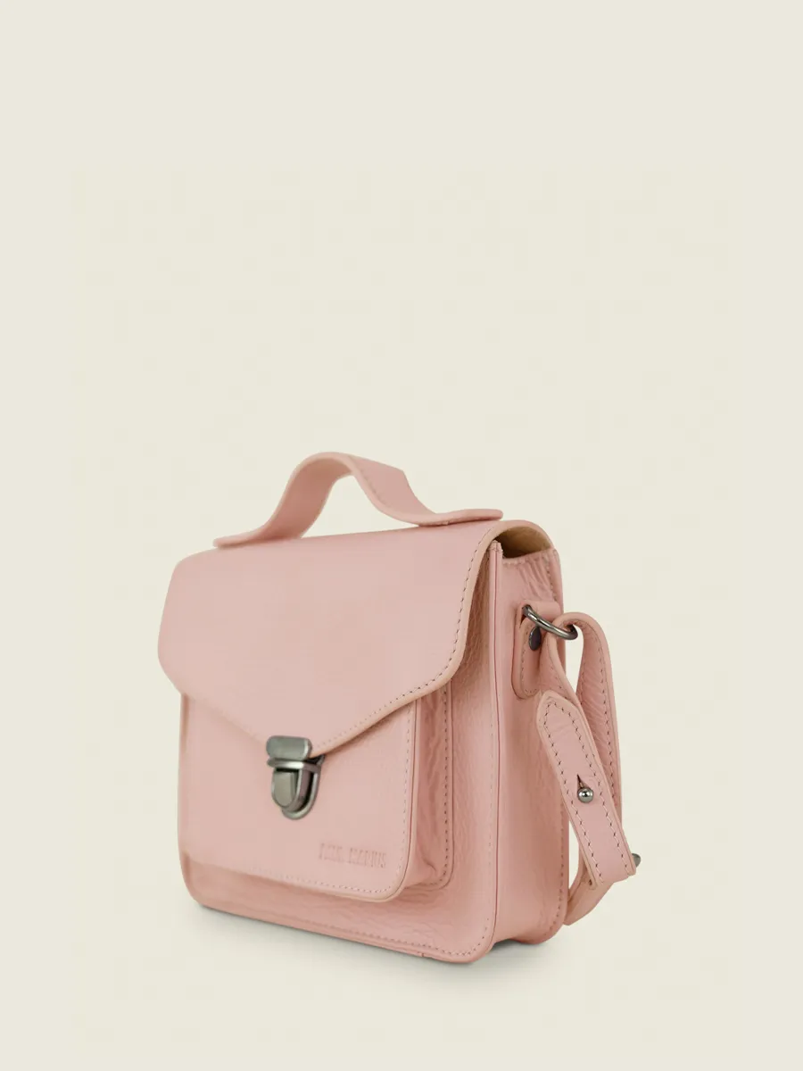 Mini Pink Leather Cross-Body Bag for Women - Mademoiselle George XS Pastel Pink | PAUL MARIUS