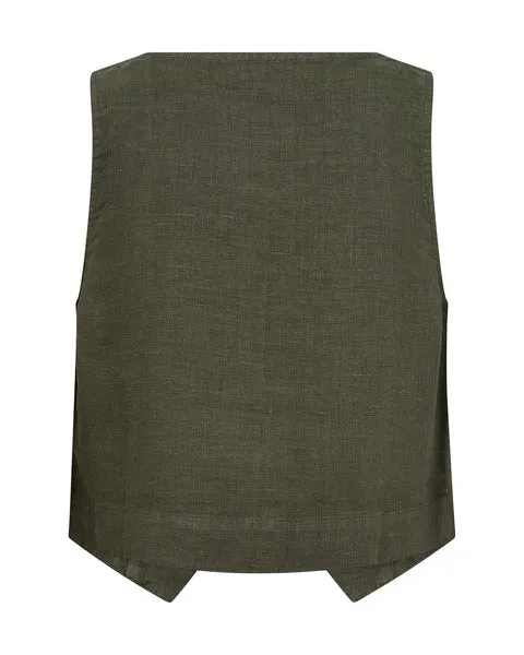 MMMelka Tili Linen Vest Dusty Olive