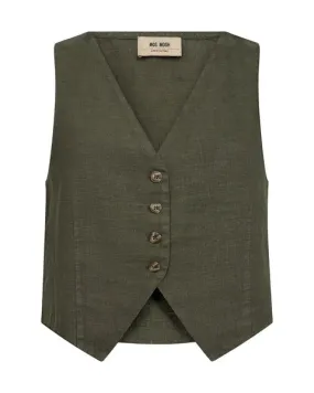 MMMelka Tili Linen Vest Dusty Olive