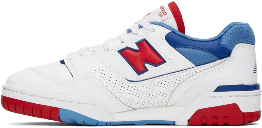 New Balance White & Blue 550 Sneakers