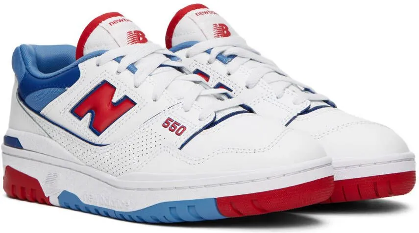 New Balance White & Blue 550 Sneakers