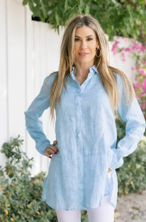 Nola Linen Tunic Aqua