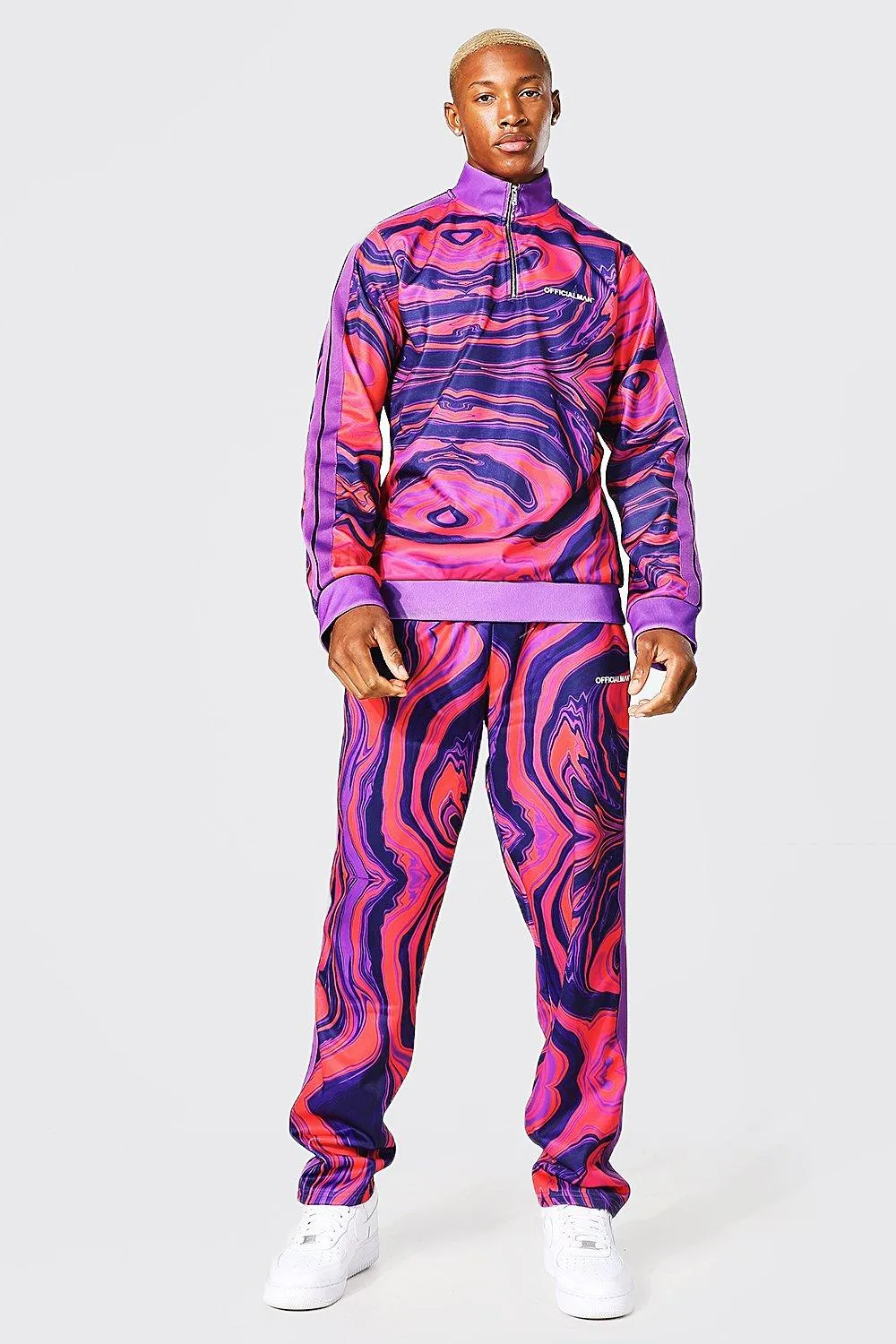 Official Man Marbled Print Tricot Tracksuit