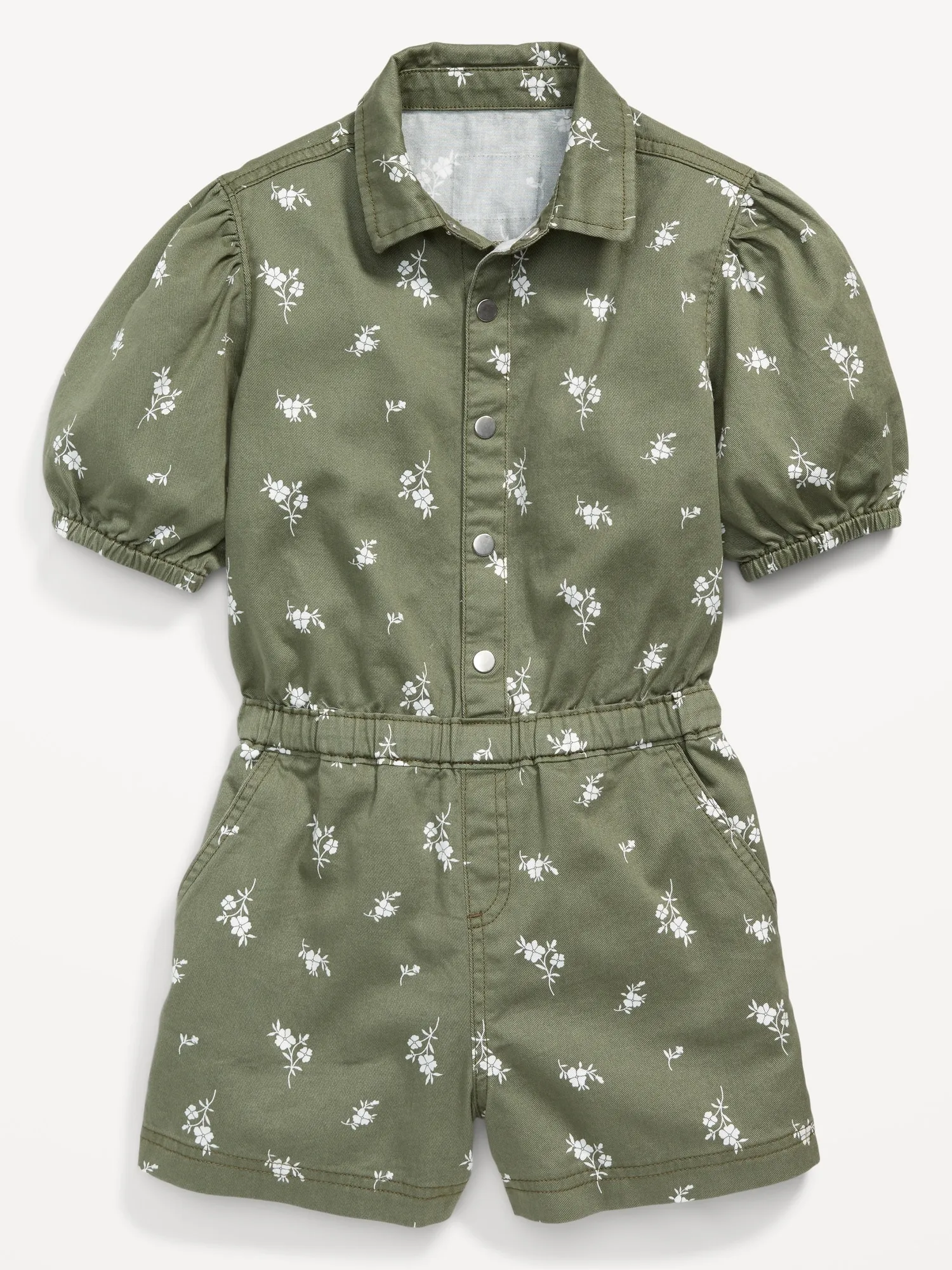 Old Navy Puff-Sleeve Button-Front Romper for Girls