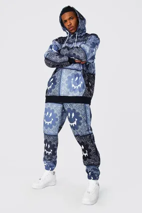 Oversized Bandana Drip Face Hooded Tracksuit