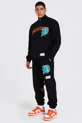 Oversized Varsity Applique Half Zip Tracksuit