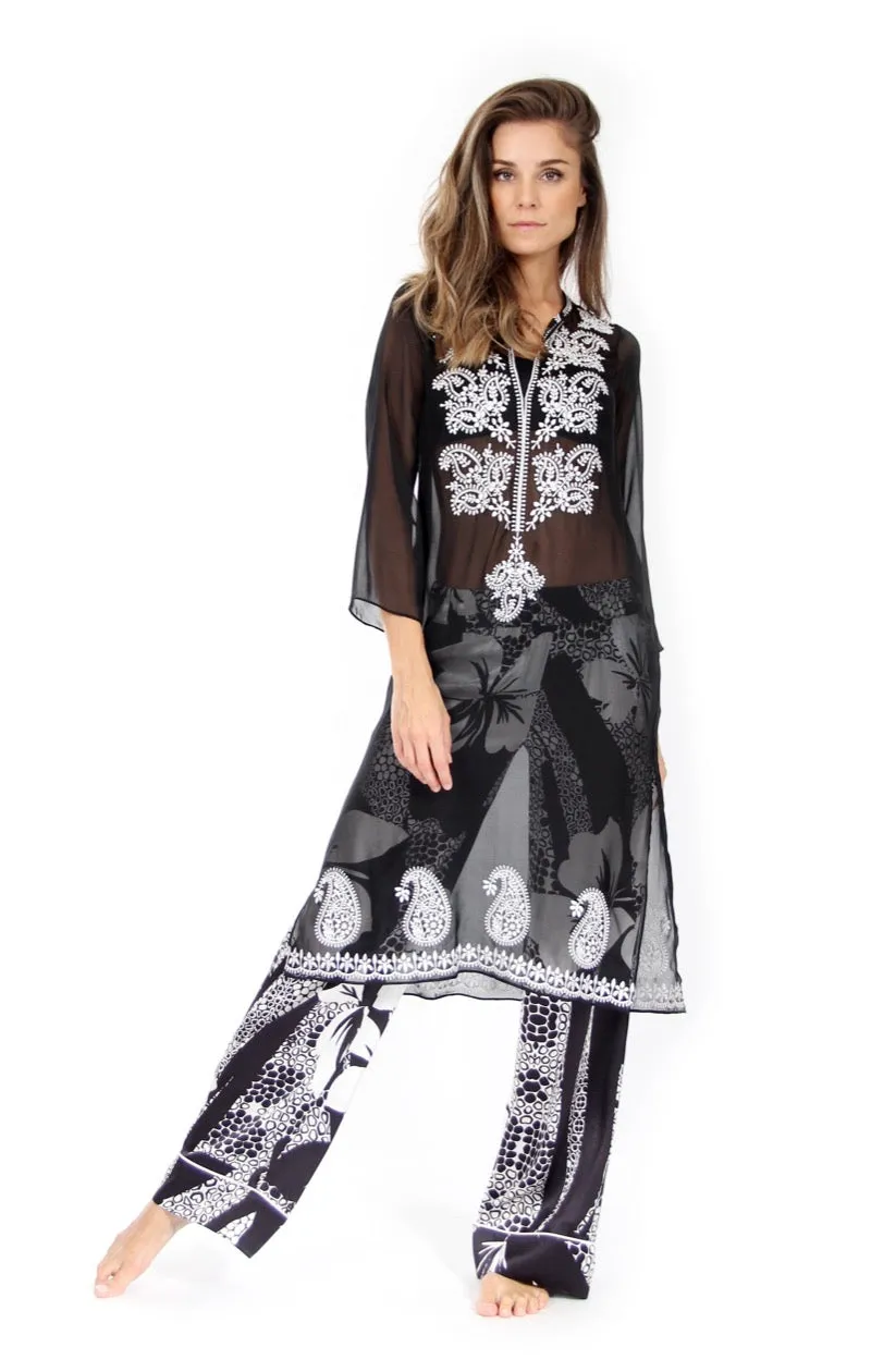 Paisley Embroidered Midi Tunic