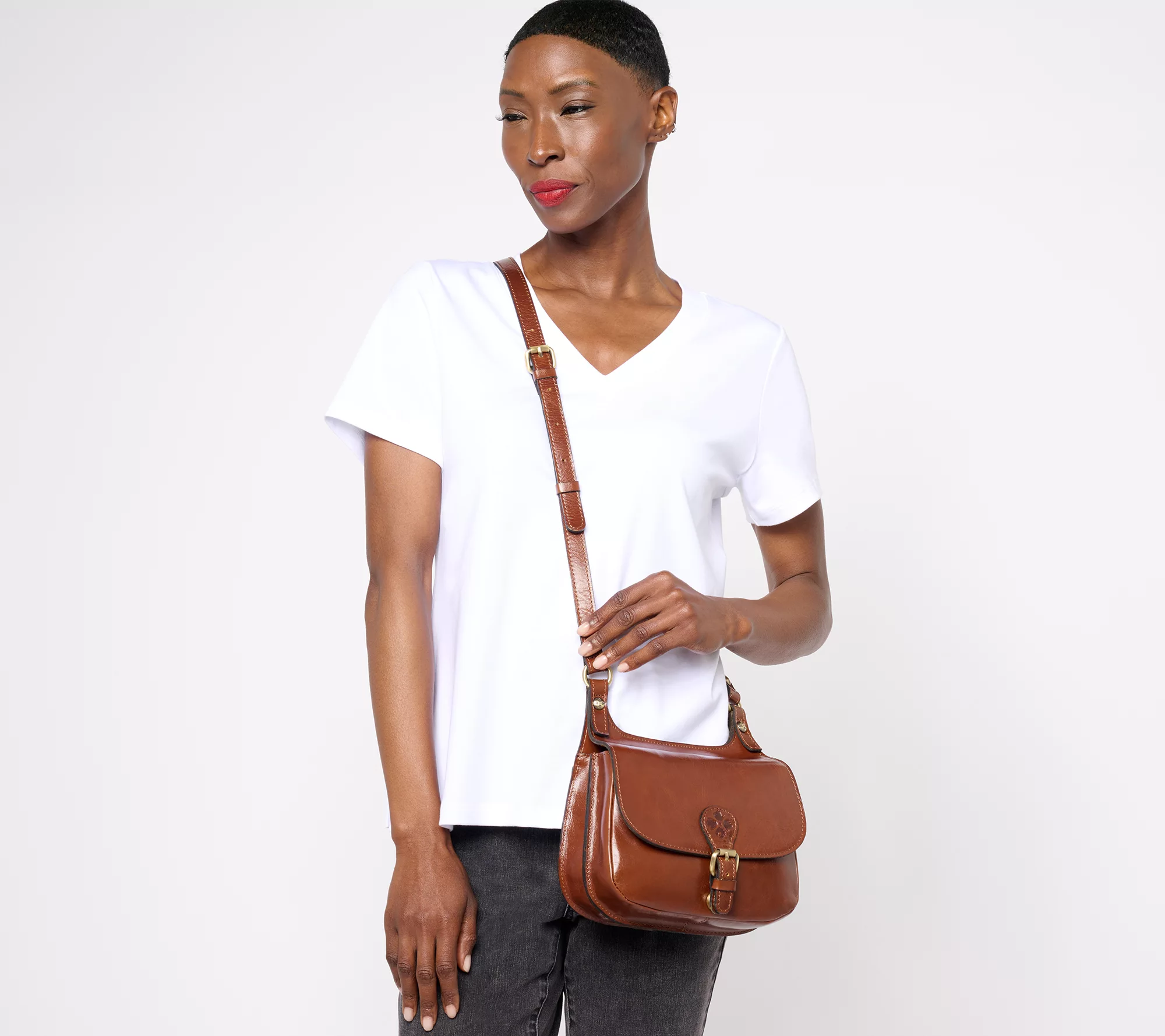 Patricia Nash Linny Leather Shoulder Saddle Bag