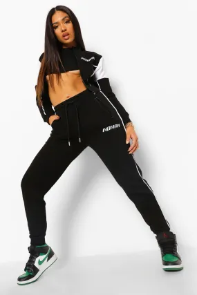 Petite Woman Embroidered Zip Up Tracksuit