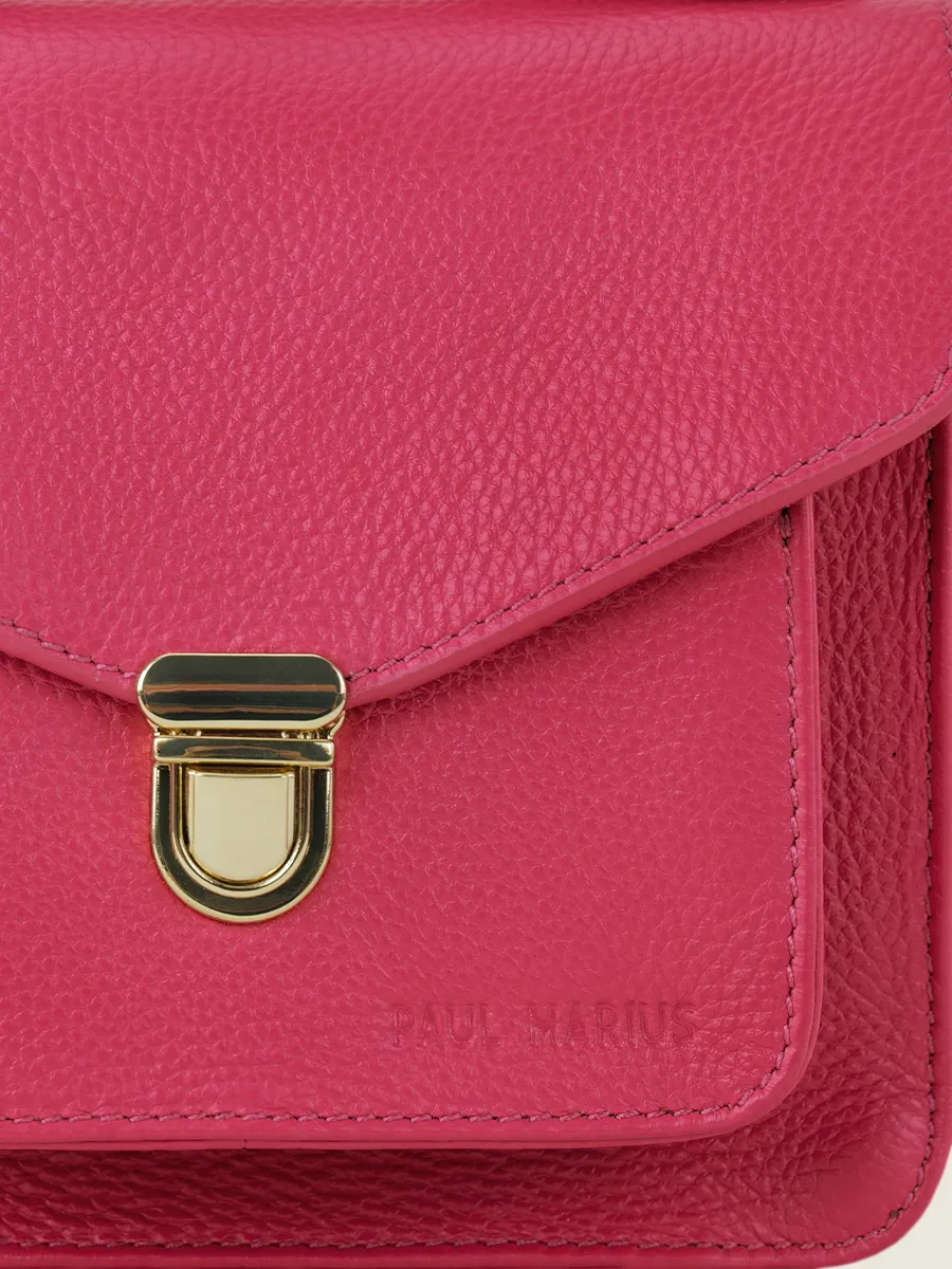 Pink Leather Mini Cross-body Bag for Women - Mademoiselle George XS Sorbet Raspberry | PAUL MARIUS