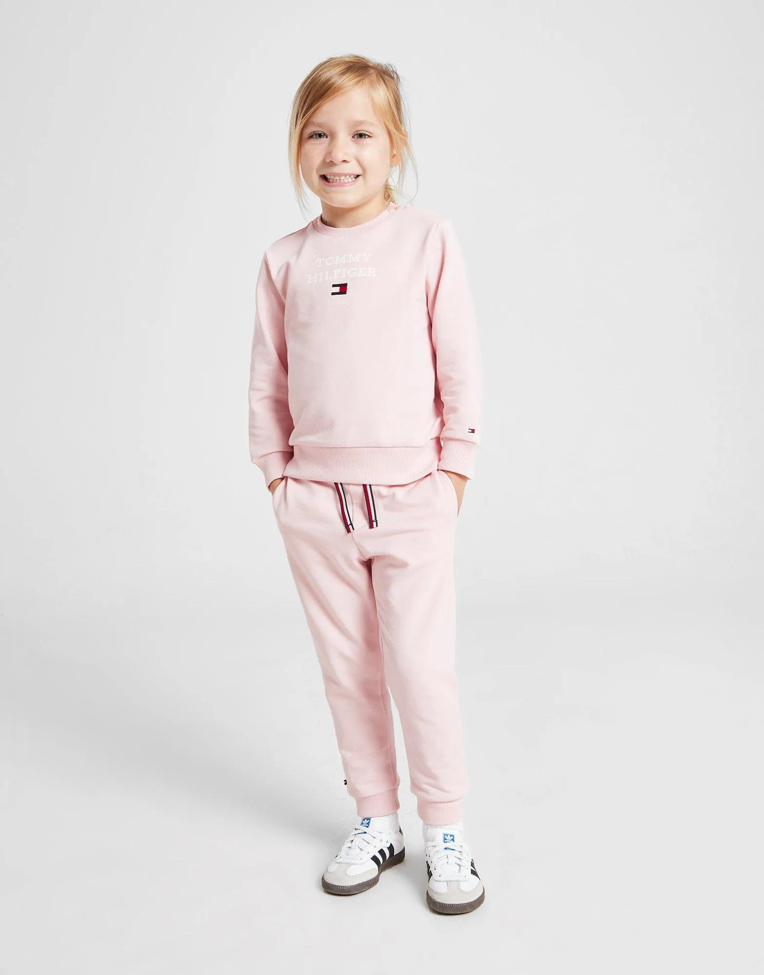 Pink Tommy Hilfiger Flag Crew Tracksuit Infant - JD Sports 