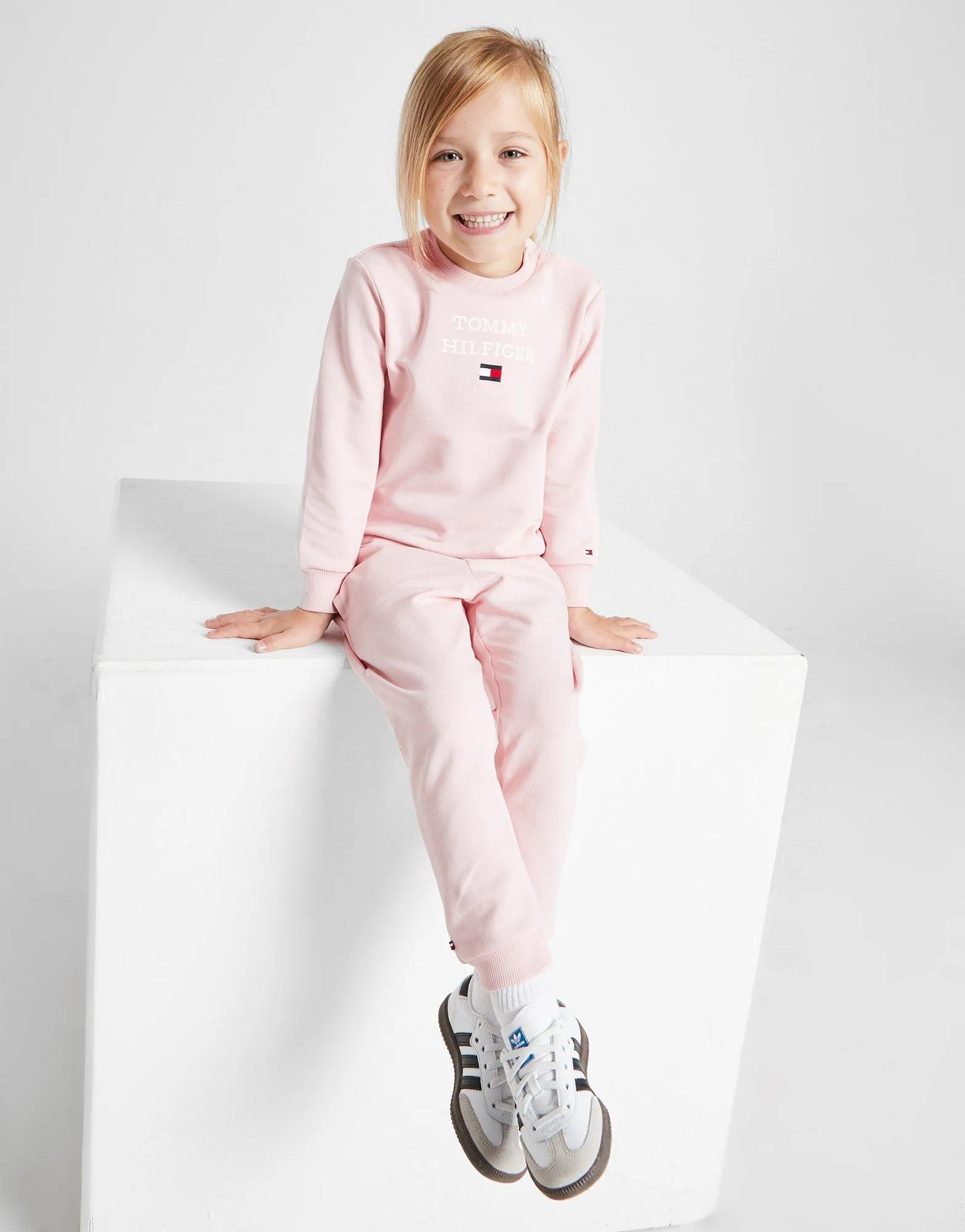 Pink Tommy Hilfiger Flag Crew Tracksuit Infant - JD Sports 